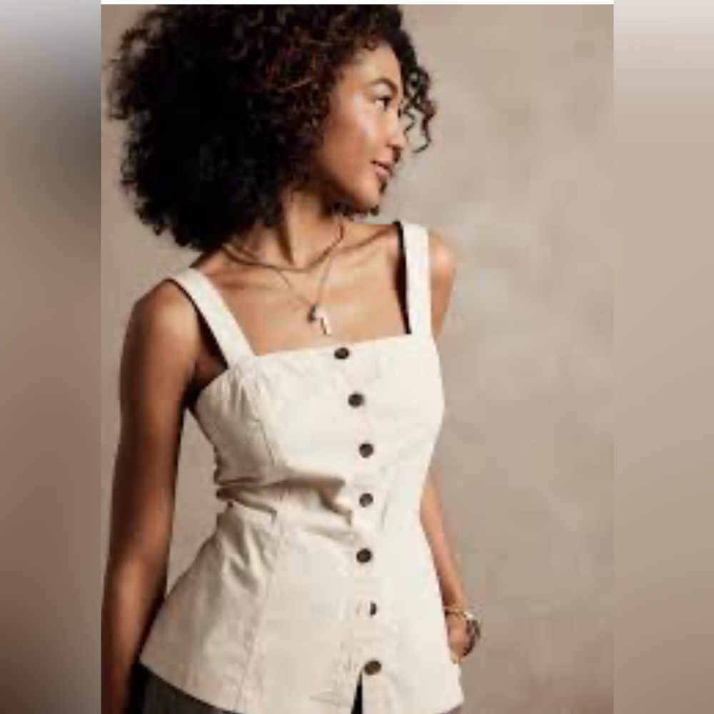Banana Republic Cream Button-Front Tank Top